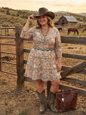 Shyanne Boho Floral Tiered Mini Dress-XXL